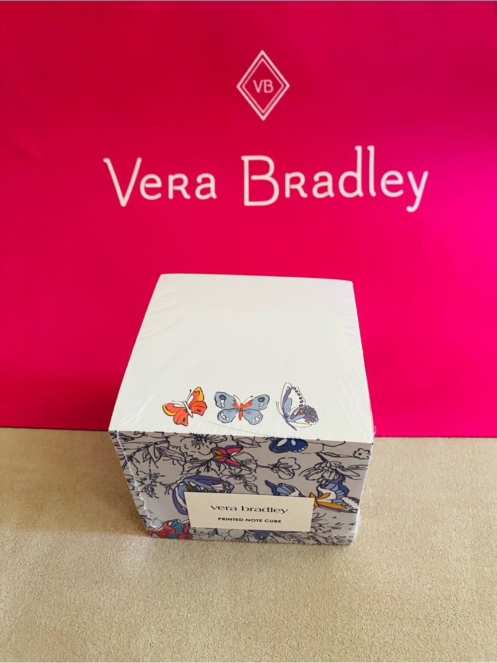 Vera Bradley Printed Note Cube NWT Coastal Breezy Butterfly